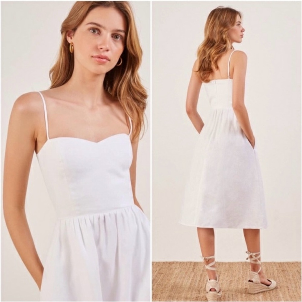 Reformation Olivia White Linen Dress size 0